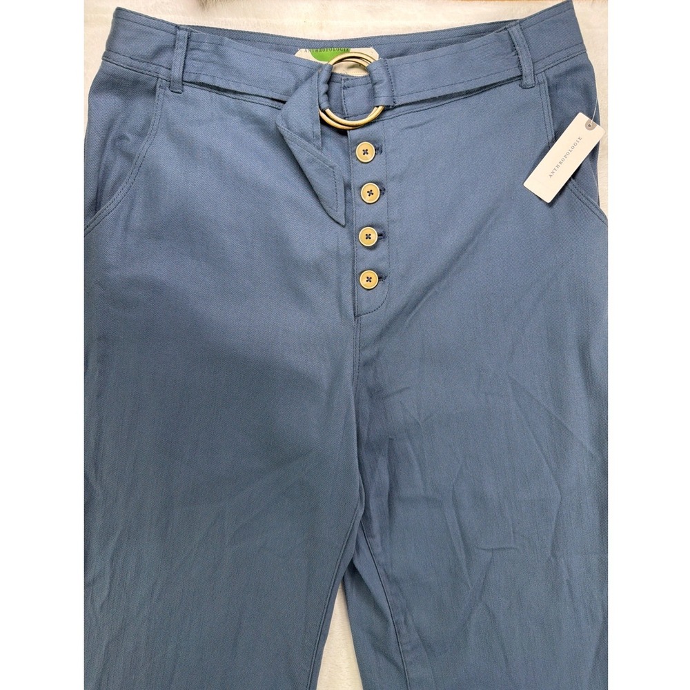 Anthropologie Wedgewood Blue Pants Women 14 Wide Leg Coastal Elegant NWT $120 - Picture 7 of 16